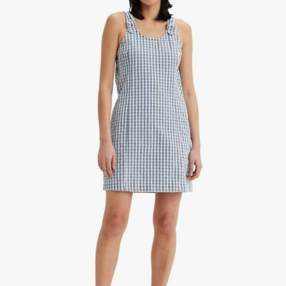 Levi's Aly Denim Jumper - Blue and White Plaid Dress
